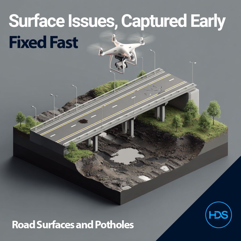 Surface Issues, Captured Early Fixed Fast - Road Surfaces and Potholes drone inspection services